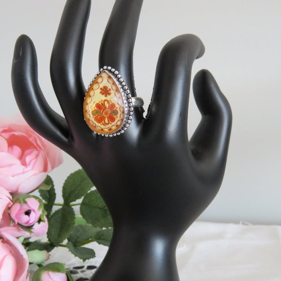 Boho Chic Dichroic Sterling Silver Ladies Ring Sz9 - Picture 3 of 5